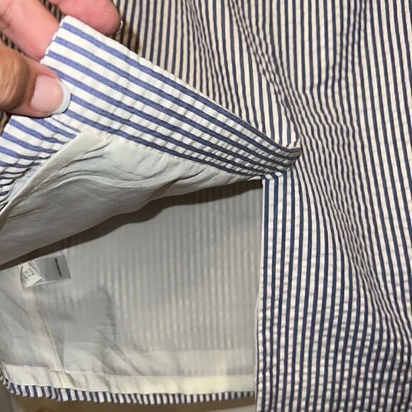 Banana Republic women’s size 6 seersucker blue & white lined knee length skirt - Picture 10 of 12